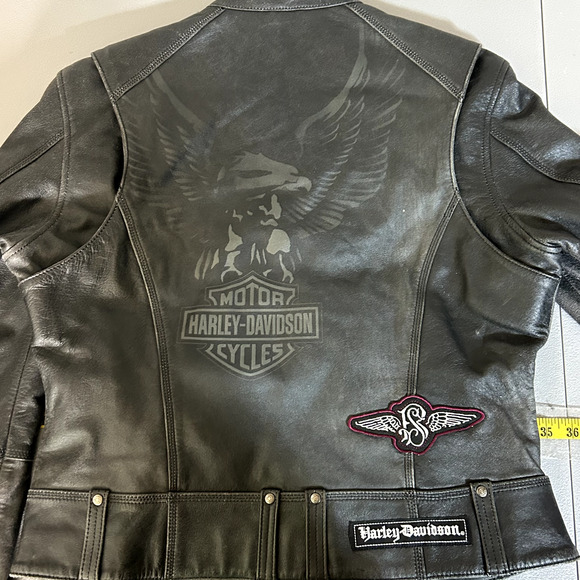 Harley Davidson Womens Leather Bomber Jacket Size Large Limited Edition No Cages - Picture 13 of 16